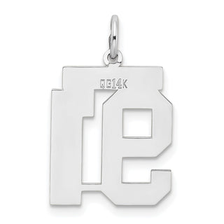 14k White Gold Medium Satin Number 91 Charm