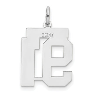14k White Gold Medium Satin Number 91 Charm