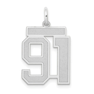 14k White Gold Medium Satin Number 91 Charm