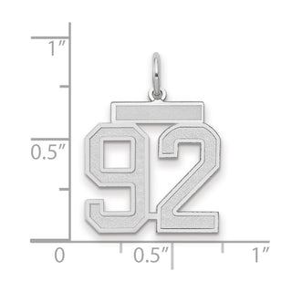 14k White Gold Medium Satin Number 92 Charm