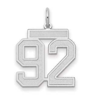 14k White Gold Medium Satin Number 92 Charm