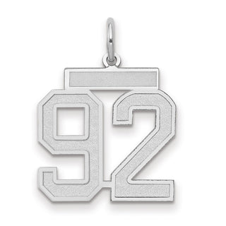 14k White Gold Medium Satin Number 92 Charm