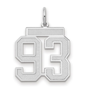 14k White Gold Medium Satin Number 93 Charm