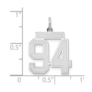 14k White Gold Medium Satin Number 94 Charm
