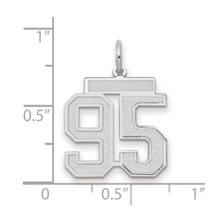 14k White Gold Medium Satin Number 95 Charm