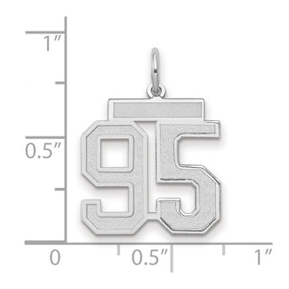 14k White Gold Medium Satin Number 95 Charm