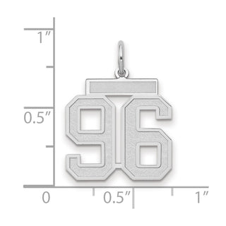 14k White Gold Medium Satin Number 96 Charm