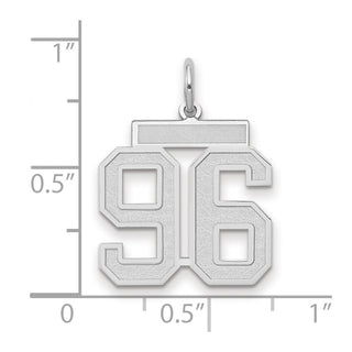 14k White Gold Medium Satin Number 96 Charm