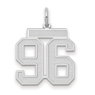14k White Gold Medium Satin Number 96 Charm