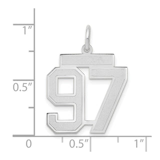 14k White Gold Medium Satin Number 97 Charm