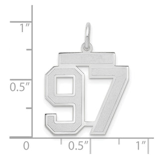 14k White Gold Medium Satin Number 97 Charm