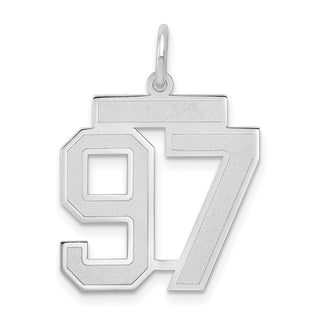 14k White Gold Medium Satin Number 97 Charm