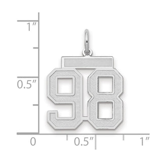 14k White Gold Medium Satin Number 98 Charm