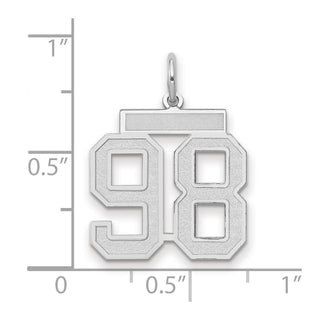 14k White Gold Medium Satin Number 98 Charm