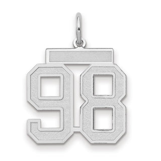 14k White Gold Medium Satin Number 98 Charm