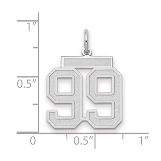 14k White Gold Medium Satin Number 99 Charm