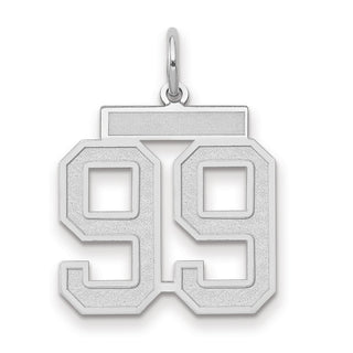 14k White Gold Medium Satin Number 99 Charm