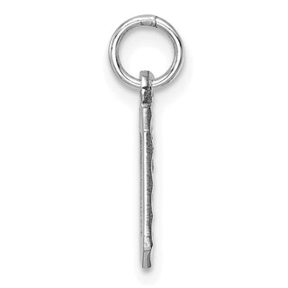14k White Gold Casted Small Diamond-Cut Number 0 Charm
