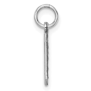 14k White Gold Casted Small Diamond-Cut Number 0 Charm
