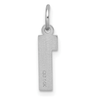 14k White Gold Casted Small Diamond-Cut Number 1 Charm