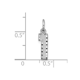 14k White Gold Casted Small Diamond-Cut Number 1 Charm