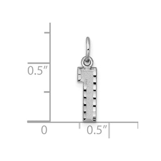 14k White Gold Casted Small Diamond-Cut Number 1 Charm