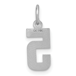 14k White Gold Casted Small Diamond-Cut Number 5 Charm