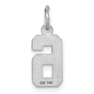 14k White Gold Casted Small Diamond-Cut Number 6 Charm