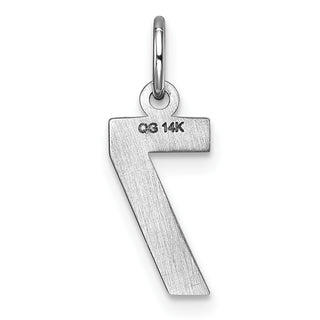 14k White Gold Casted Small Diamond-Cut Number 7 Charm