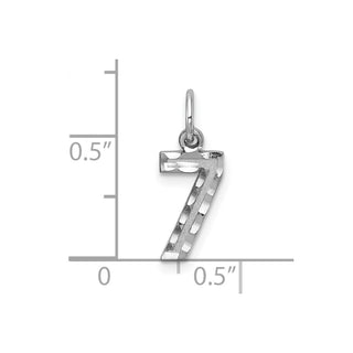 14k White Gold Casted Small Diamond-Cut Number 7 Charm