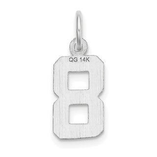 14k White Gold Casted Small Diamond-Cut Number 8 Charm