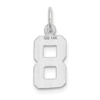 14k White Gold Casted Small Diamond-Cut Number 8 Charm