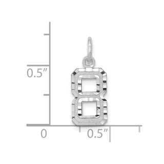 14k White Gold Casted Small Diamond-Cut Number 8 Charm