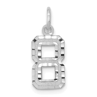 14k White Gold Casted Small Diamond-Cut Number 8 Charm