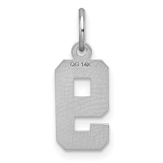 14k White Gold Casted Small Diamond-Cut Number 9 Charm