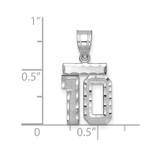 14K White Gold Small Diamond-cut Number 10 Charm