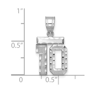 14K White Gold Small Diamond-cut Number 10 Charm
