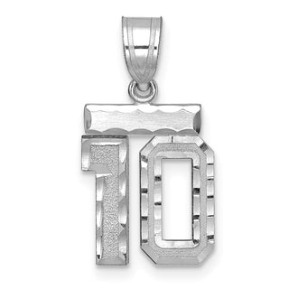 14K White Gold Small Diamond-cut Number 10 Charm