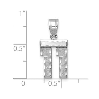 14K White Gold Small Diamond-cut Number 11 Charm