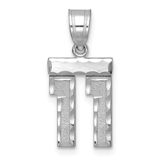 14K White Gold Small Diamond-cut Number 11 Charm