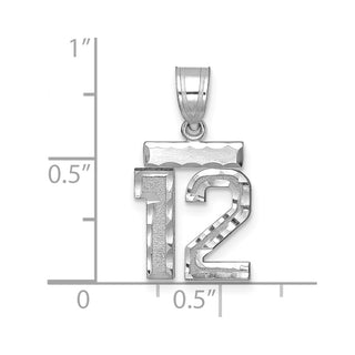 14K White Gold Small Diamond-cut Number 12 Charm