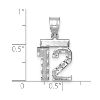 14K White Gold Small Diamond-cut Number 12 Charm