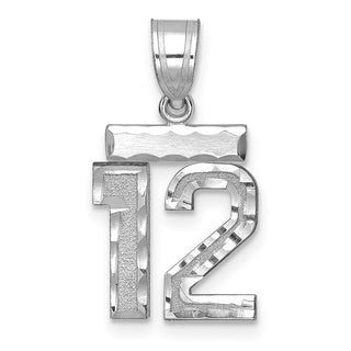 14K White Gold Small Diamond-cut Number 12 Charm