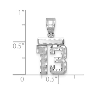 14K White Gold Small Diamond-cut Number 13 Charm