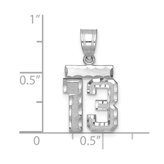 14K White Gold Small Diamond-cut Number 13 Charm