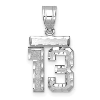 14K White Gold Small Diamond-cut Number 13 Charm