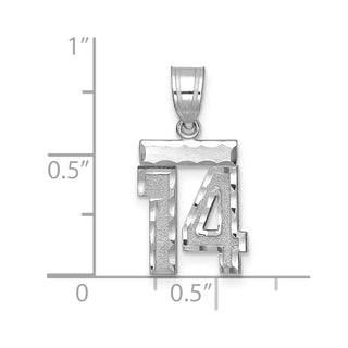 14K White Gold Small Diamond-cut Number 14 Charm