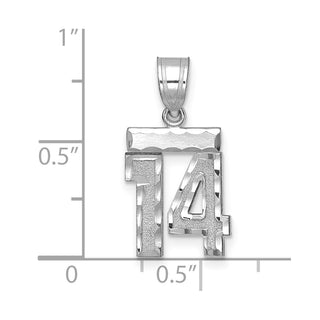 14K White Gold Small Diamond-cut Number 14 Charm