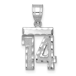14K White Gold Small Diamond-cut Number 14 Charm