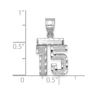 14K White Gold Small Diamond-cut Number 15 Charm